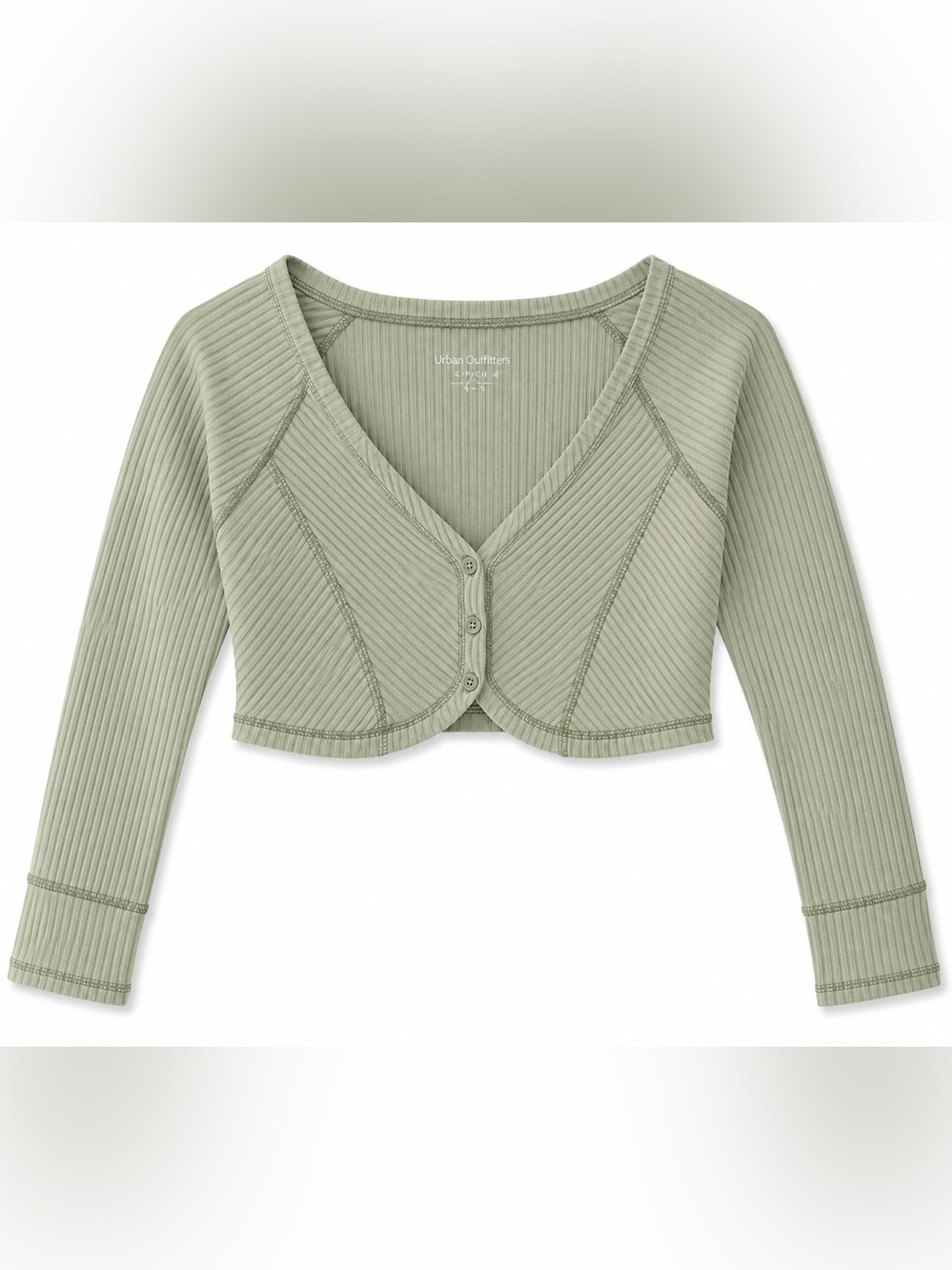 Urban Outfitters Sage Green Ribbed Crop Button-Up Top